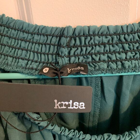 Krisa Size Small Teal Smocked Off-Shoulder Blouse - Picture 2 of 3